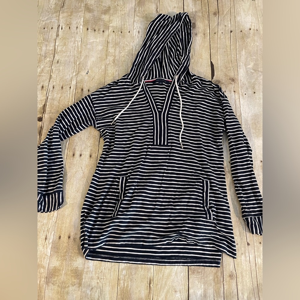 Tommy Hilfiger Navy and White Striped Hoodie